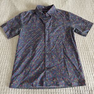 Brixton Men’s Multicolor Geometric Cotton Blend Button-Up Shirt Size M